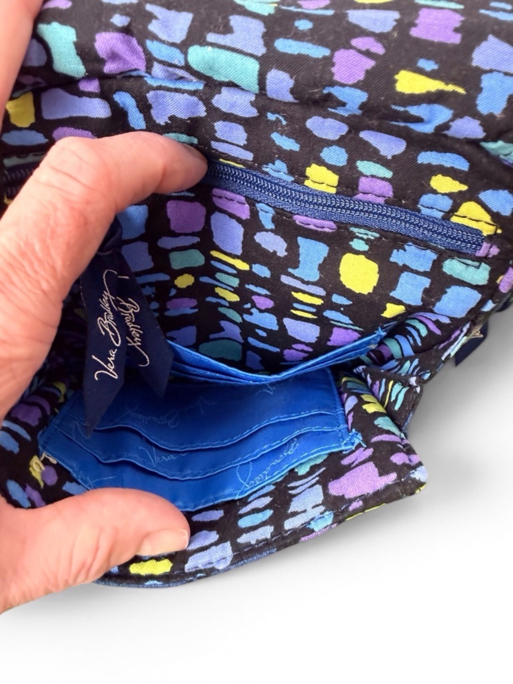 Vera Bradley Mini Hipster Crossbody Indigo Pop-RETIRED Floral Blue/Purple GUC - Picture 4 of 8